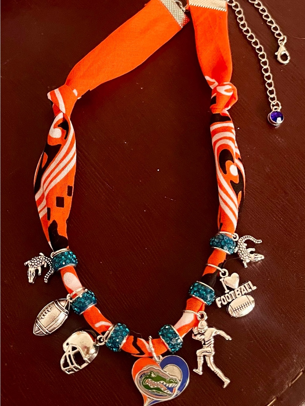 University of Florida Gators Bandana Charm Necklace, 29”, Lobster Clasp - Picture 6 of 7